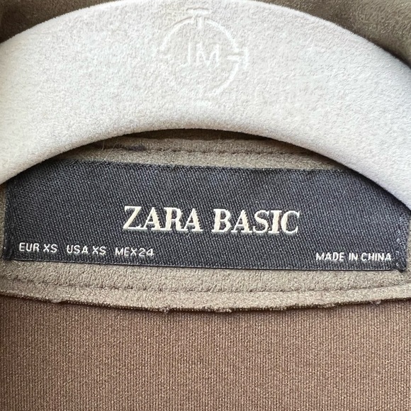 Zara Basic full length faux suede army green button up collared trench coat - Picture 14 of 15